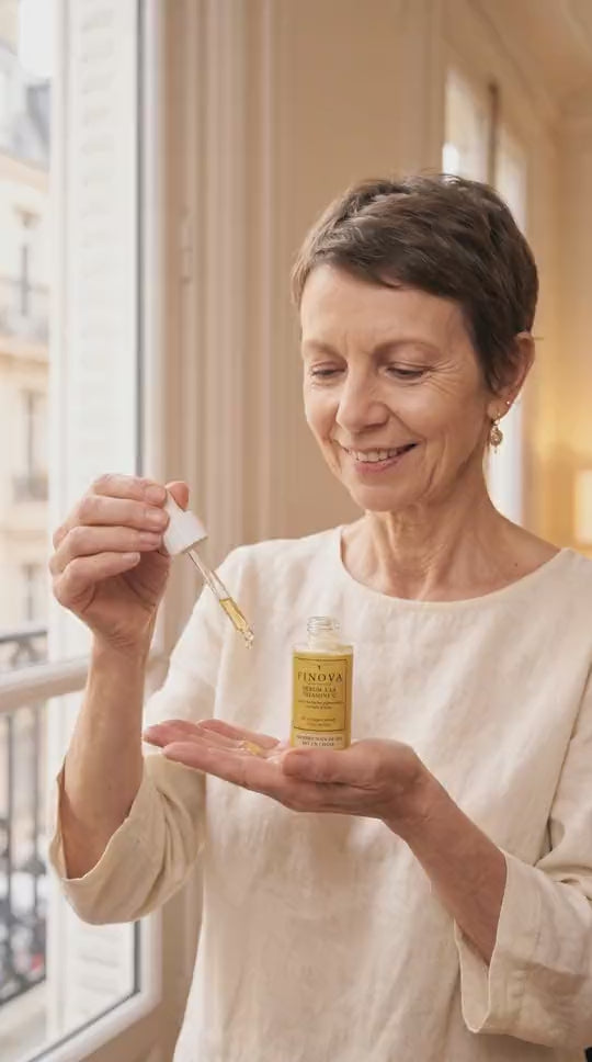Femme qui utilise le sérum à la vitamine C FINOVA