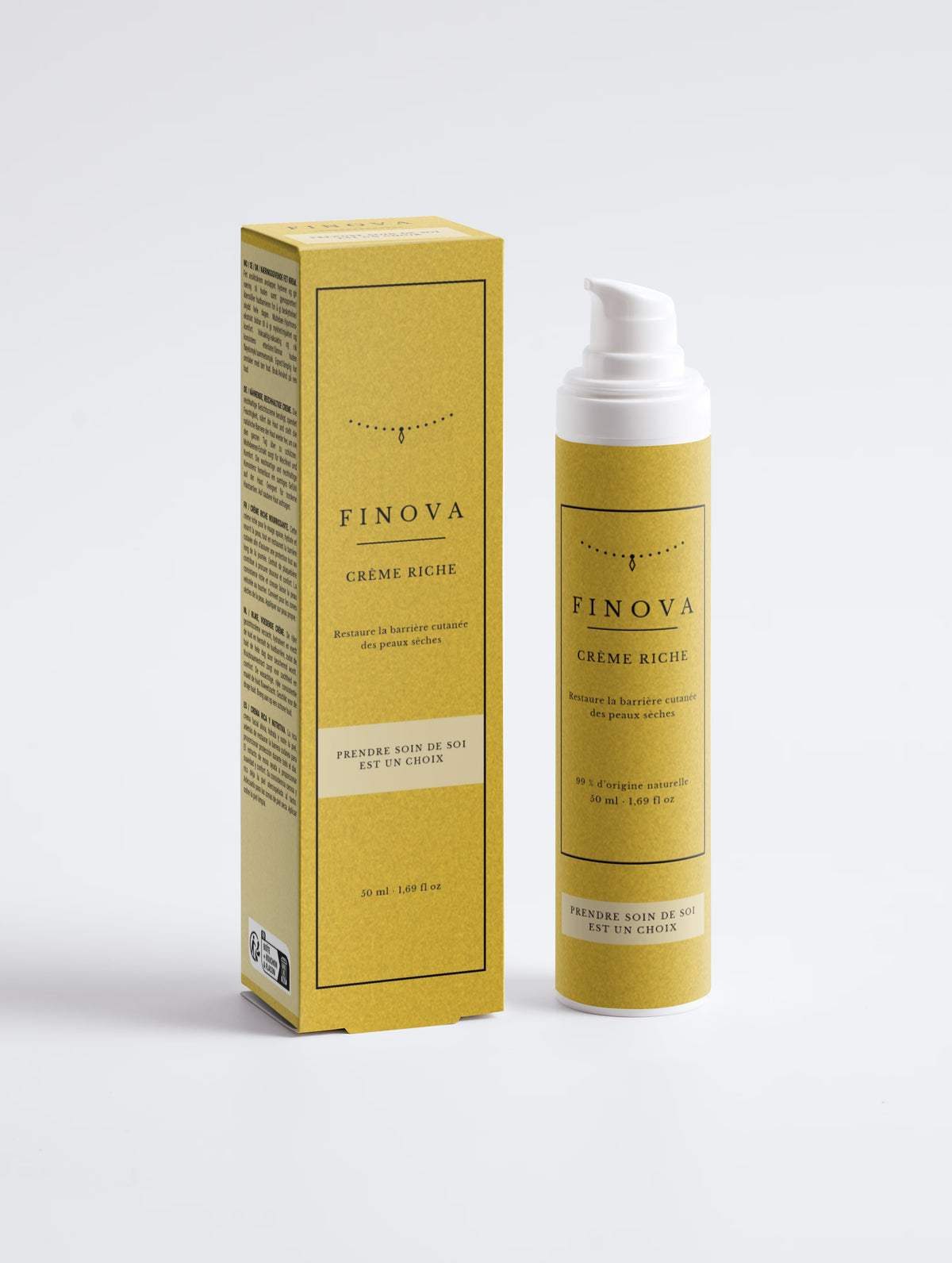 Boîte et flacon de la crème riche sans parfum FINOVA